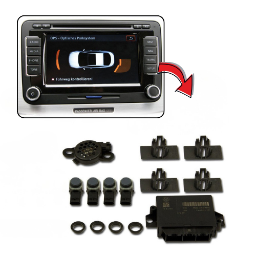 VW 2K Caddy 3 Einparkhilfe Front & Heck PDC mit OPS