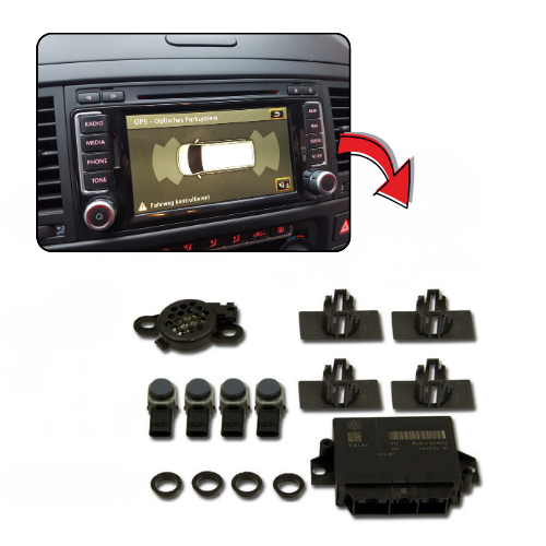 VW T5 GP Einparkhilfe Front & Heck PDC mit OPS